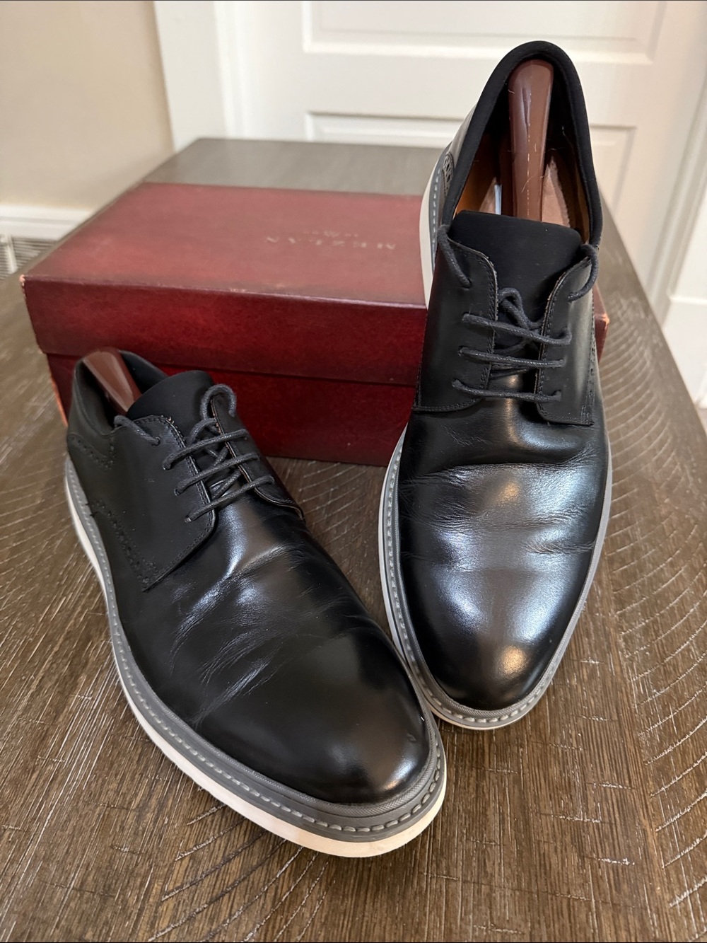 Steve Madden Black Leather Lace up Oxford Golf Casual Shoe Sz 11 m